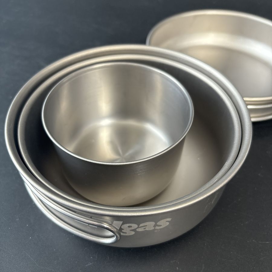 チタン3点食器セットのスタッキング検証
